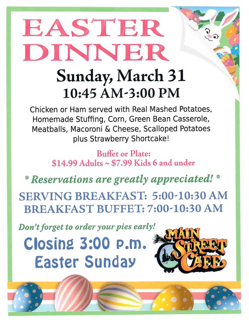 Easter 2024 at Main Street Cafe